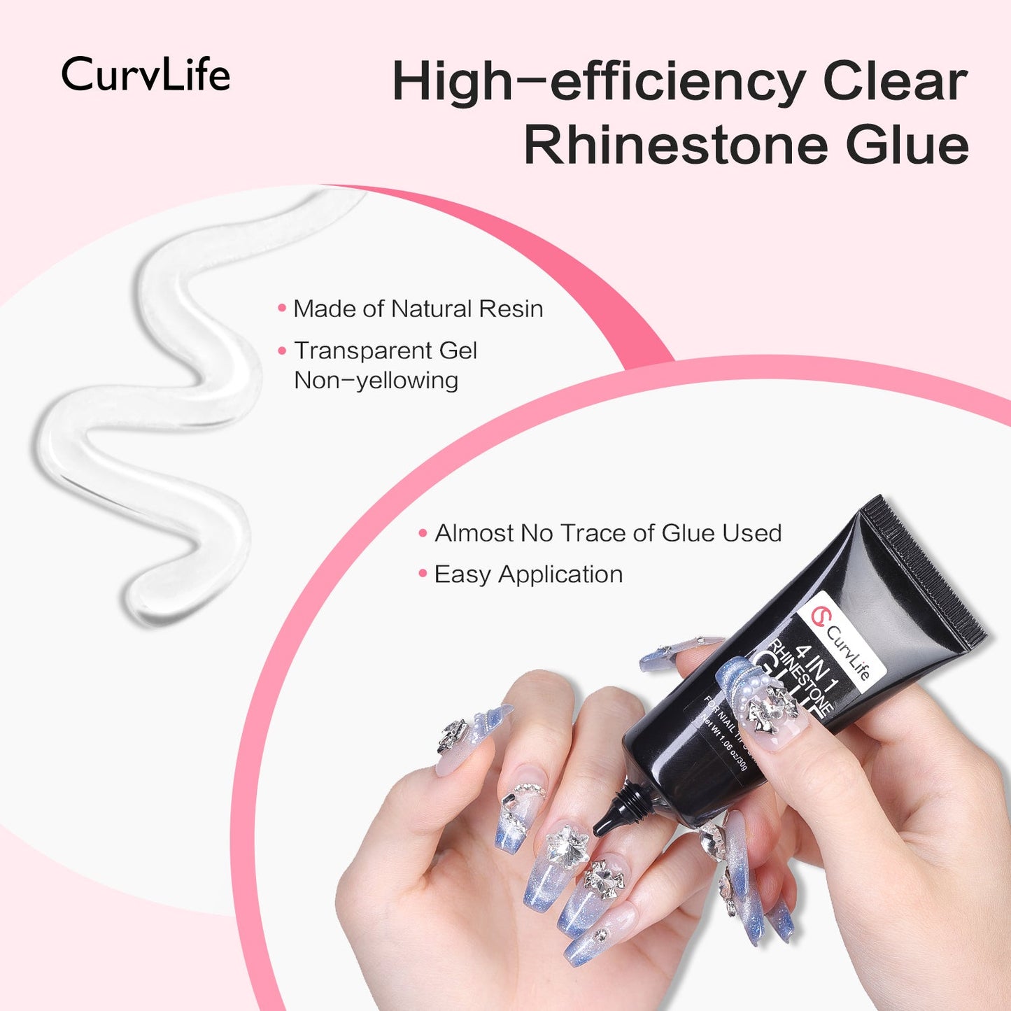 4 in 1 Nail Art Glue Rhinestones 3D Designs and Decorations