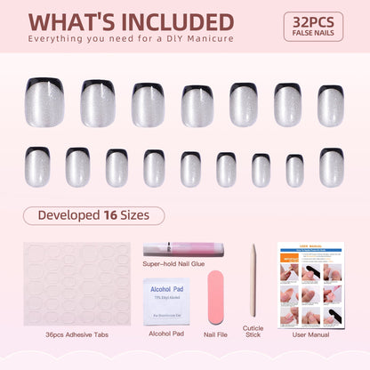 Gel Press On Nails 16 Sizes-32 Pcs Kit XNFS167