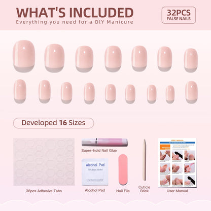 Sale Gel Press On Nails 16 Sizes-32 Pcs Kit A449 SH-4