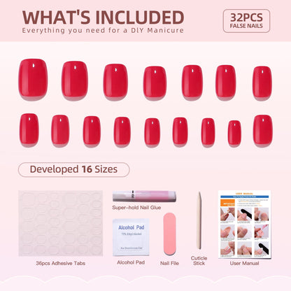 Gel Press On Nails 16 Sizes-32 Pcs Kit A116 MH-5