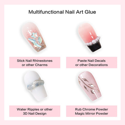4 in 1 Nail Art Glue Rhinestones 3D Designs and Decorations