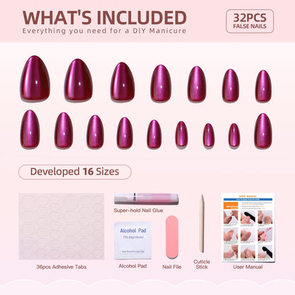 Gel Press On Nails 16 Sizes-32 Pcs Kit XNMY206