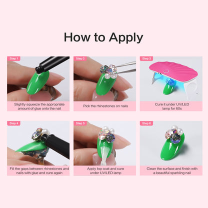 4 in 1 Nail Art Glue Rhinestones 3D Designs and Decorations