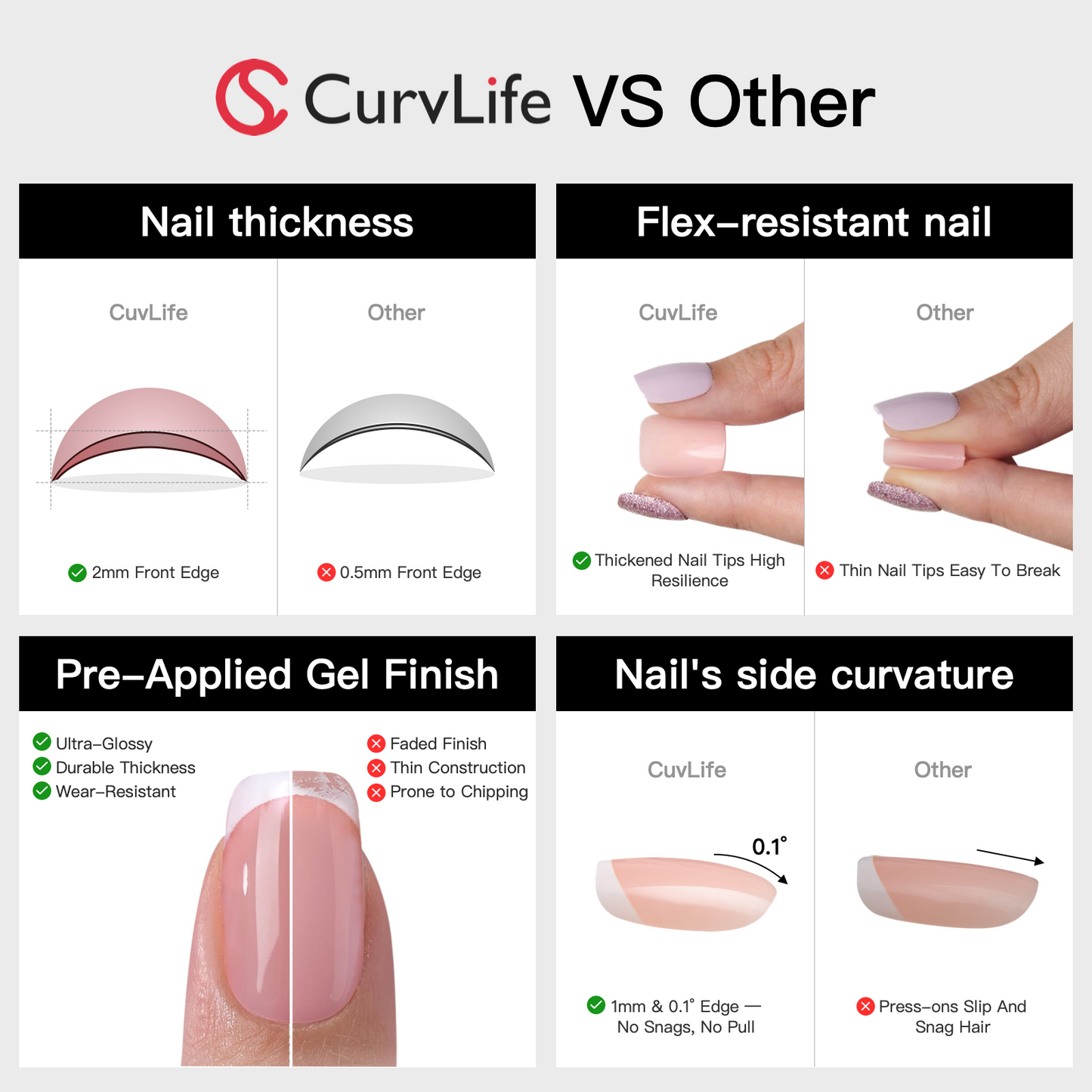 Gel Press On Nails 16 Sizes-32 Pcs A464-2