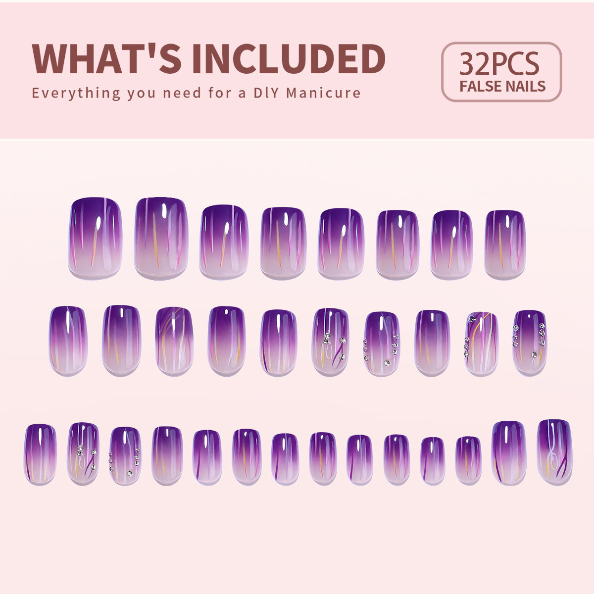 Gel Press On Nails 16 Sizes-32 Pcs Kit X004PT0VI9