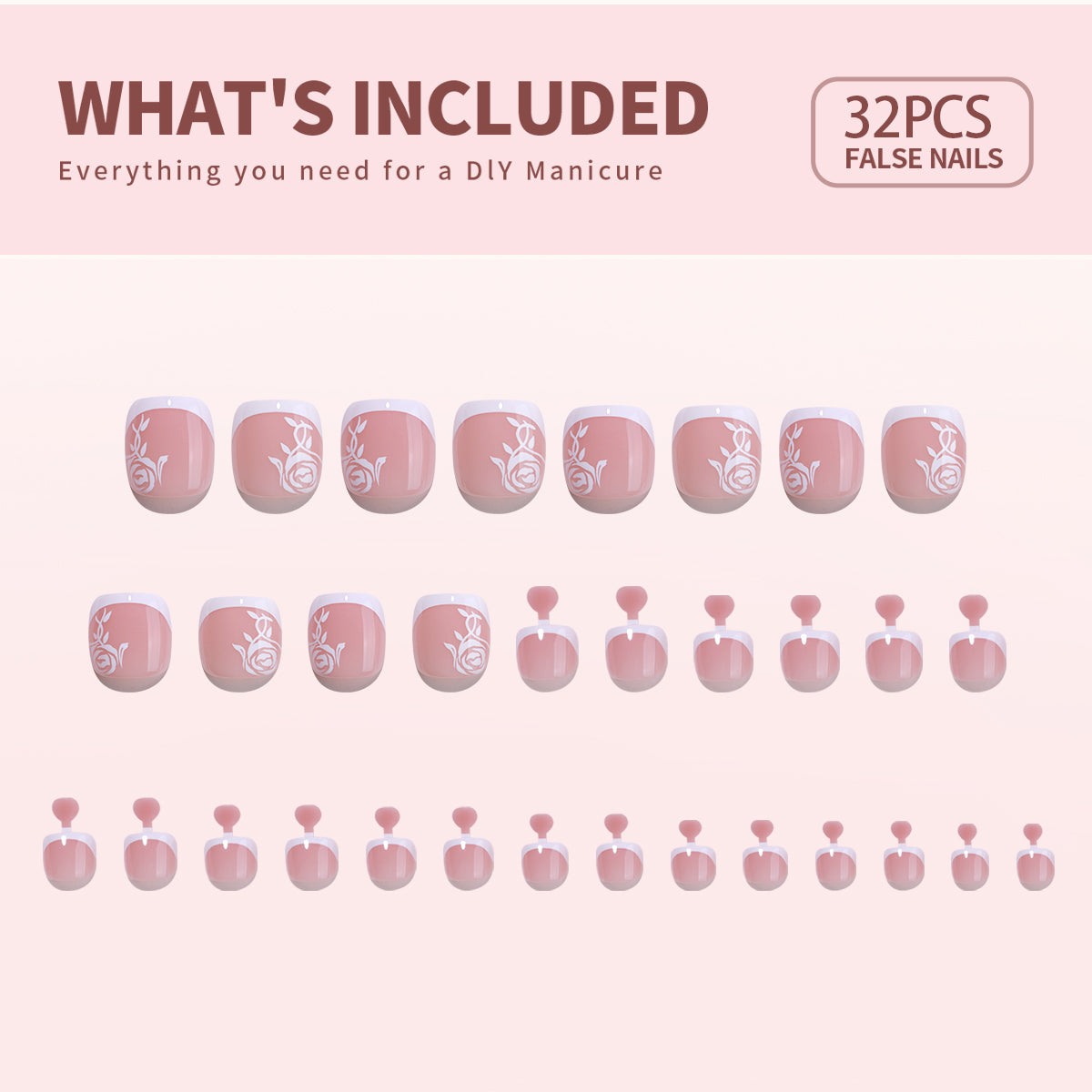 32 Pcs-16 Sizes Kit Press On Toe nails X004Q1O3XF