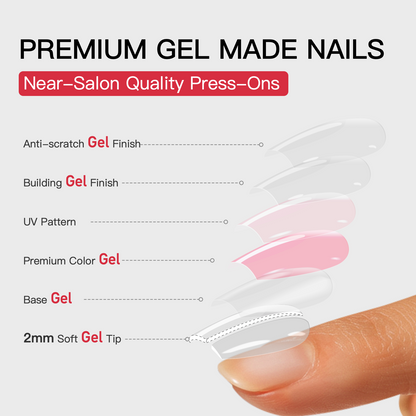 Gel Press On Nails 16 Sizes-32 Pcs A207
