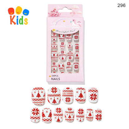 Mini Press On Nails For Kids 24Pcs-12 Size