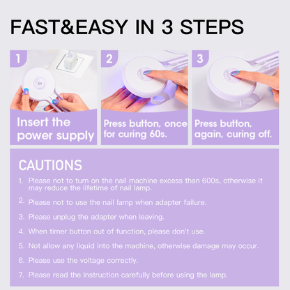 Portable UV nail curing lamp