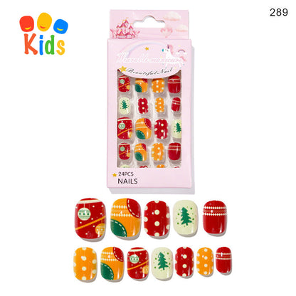 Mini Press On Nails For Kids 24Pcs-12 Size