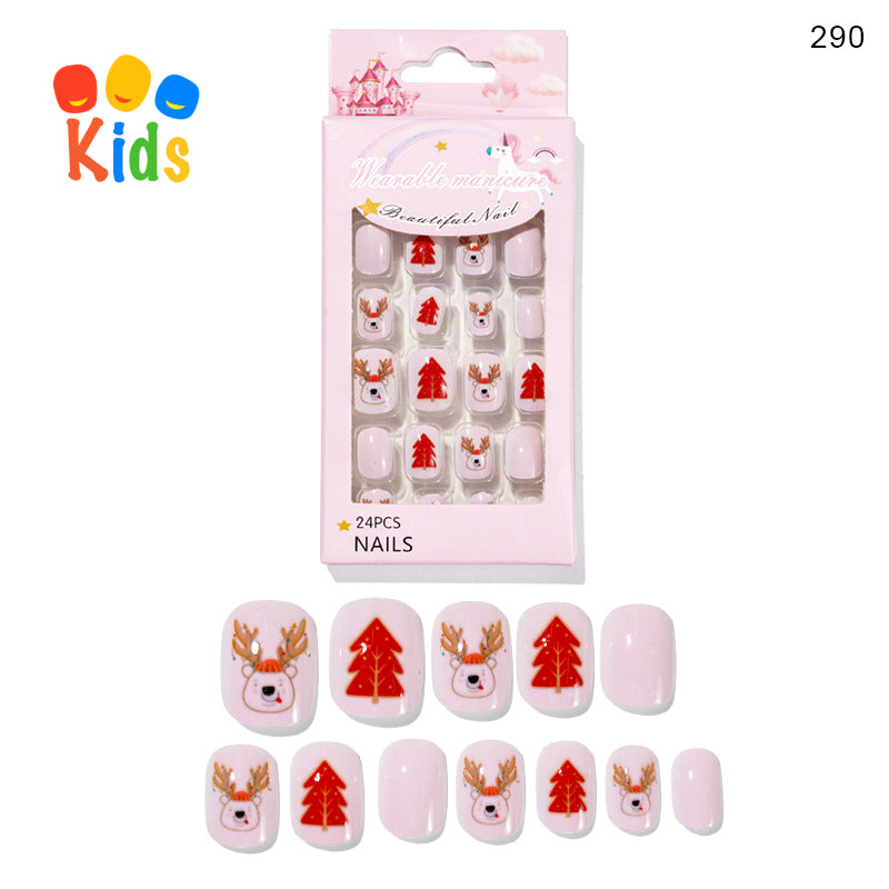 Mini Press On Nails For Kids 24Pcs-12 Size