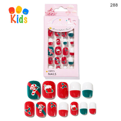 Mini Press On Nails For Kids 24Pcs-12 Size