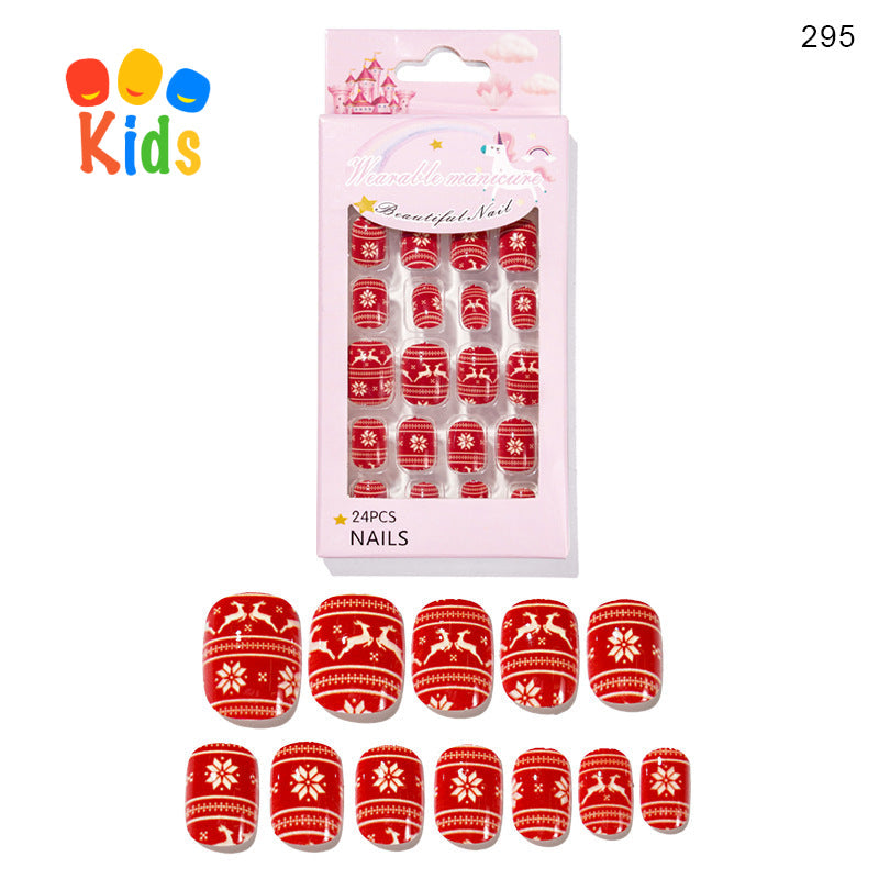 Mini Press On Nails For Kids 24Pcs-12 Size